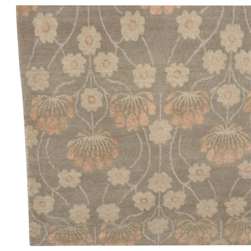 Hand Knotted Silk Area Rug in Pewter