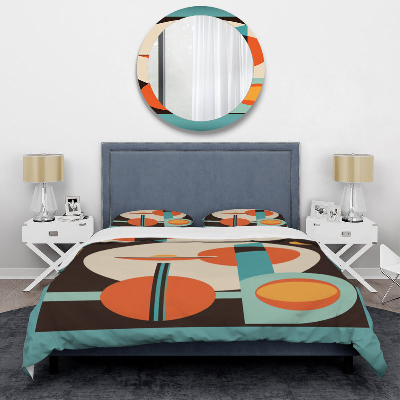 Ensemble de housse de couette en microfibre / polyester rétro Mid-Century, Housse de couette simple + 1 taie décorative stan