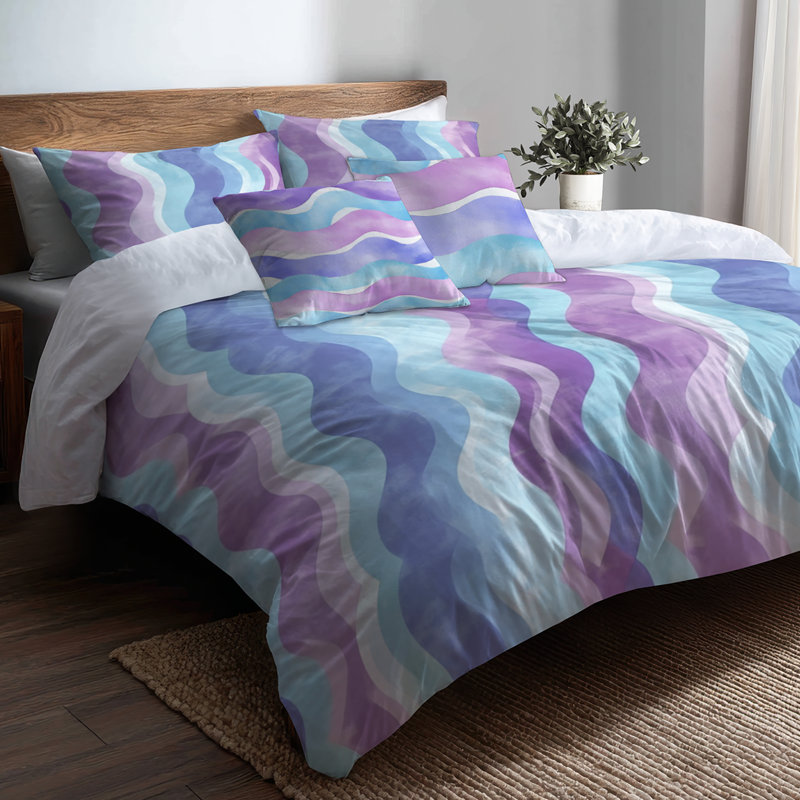 Ensemble de literie 5 pièces Kids Abstract - ensemble de housse de couette et coussin décoratif Playful, Lit simple