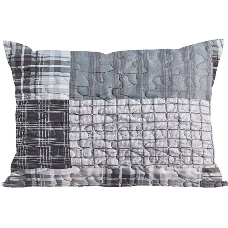 Newlin Polyester Patchwork Bedspread with Pillow Shams, 250 x 270 cm Bedspread - 2 Pillowcases, Grey