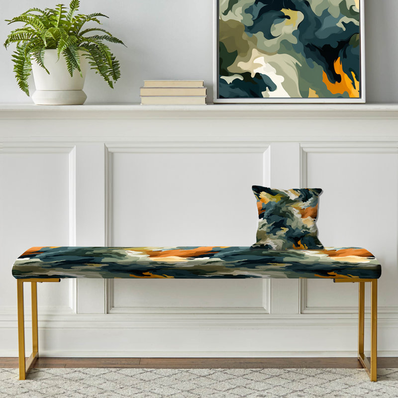 Artistique - Banc rembourré camouflage doré