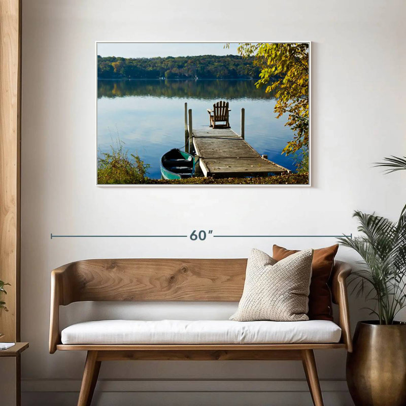 Lac Léman matin calme, Cadre flottant blanc, 43 po x 29 po