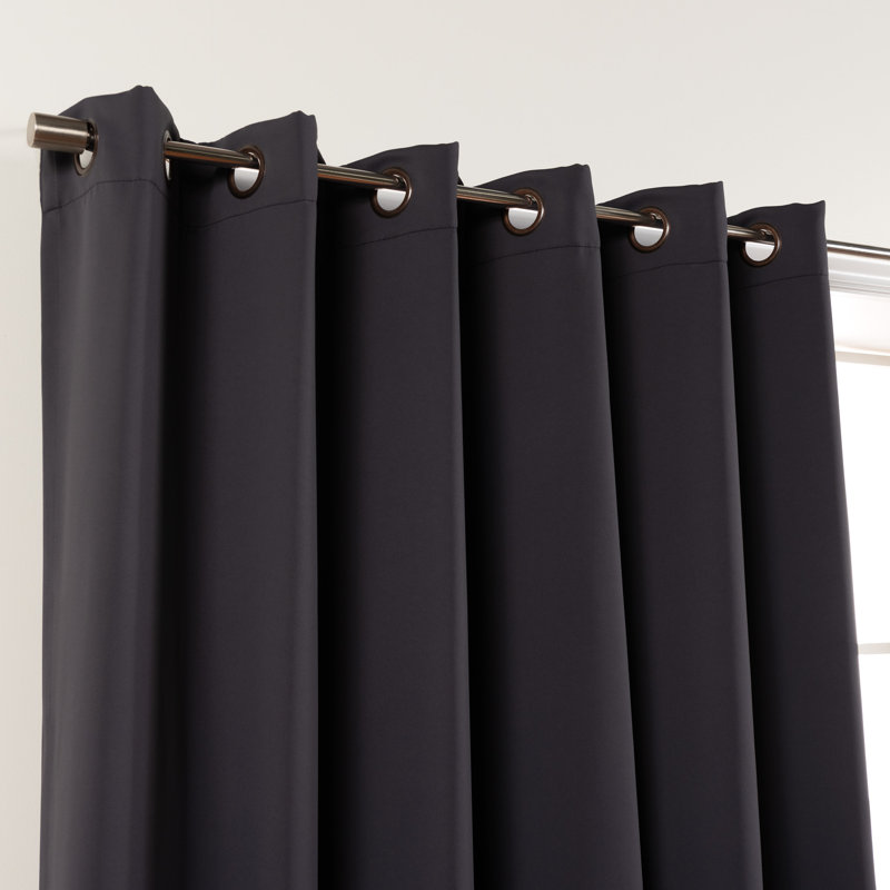 Scarsdale Solid Blackout Thermal Grommet Single Curtain Panel, Dark Gray, 80" W x 96" L