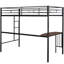 Lit mezzanine simple noir avec bureau et garde-corps. Pour une utilisation quotidienne dans la chambre à coucher et les vis robustes-1336992722