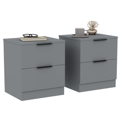 Tasheeka 2 Drawer Bedside Chest Modern Bedroom Nightstand Set Of 2