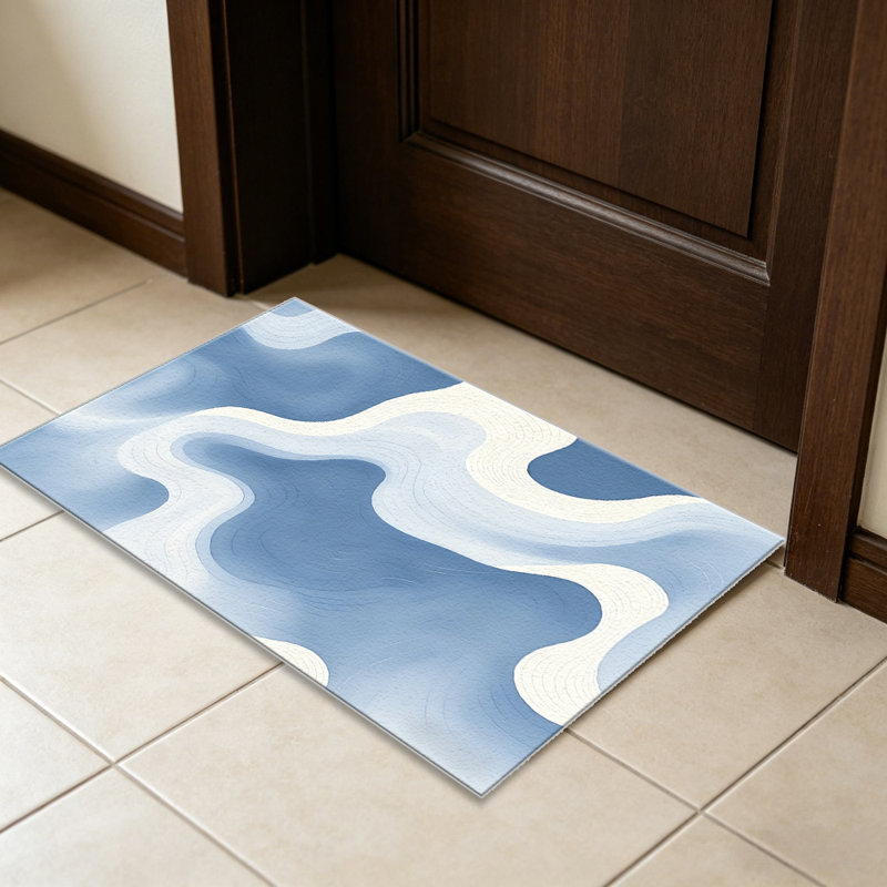 Soft Blue Contour Wave carpet-easy to clean, machine-washable, soft and comfortable; suitable for door mats, kitchens, living rooms, bedrooms, corridors, and laundry areas. Easy to clean, durable carpet for home decoration.