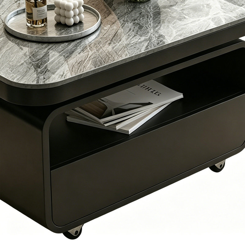 Pezdicek, 18.5" H x 29.52" L x 15.74" W, Gray/Clear/Black, Sintered Stone
