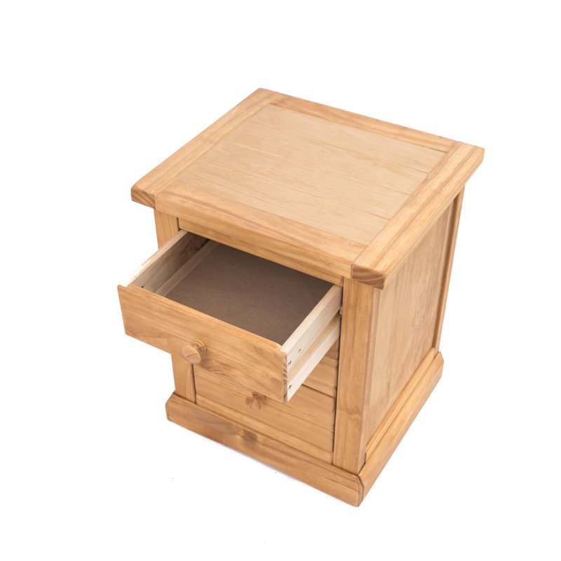 Zane 45cm W Plywood / Laminate Board Bedside Table, Light Wood