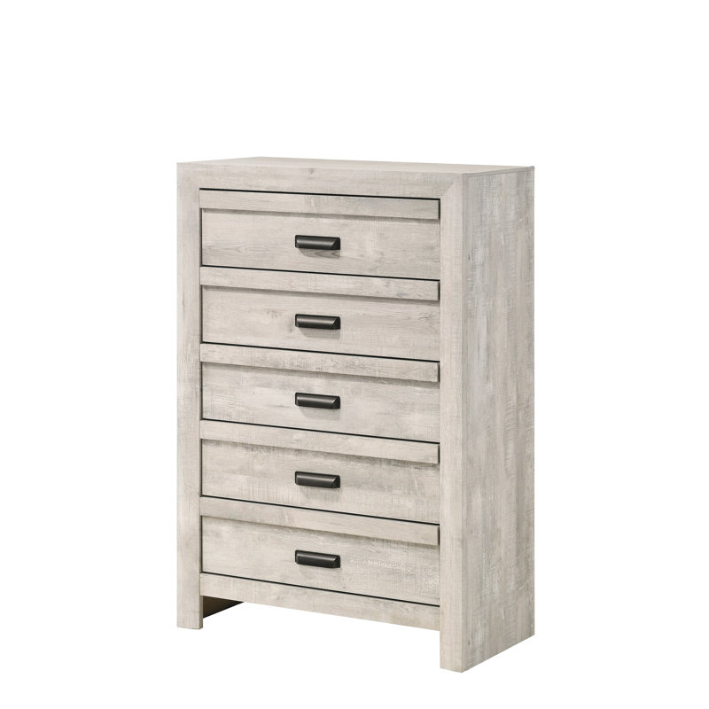 Meuble de chambre rustique contemporain en bois avec 1 tiroir 1 pièce, Blanc / gris beige