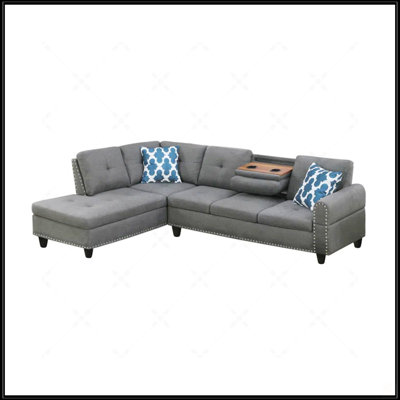 2-Piece Alger 98 Wide Left Hand Facing Sofa & Chaise, Soft Linen Blend, Cozy And Stylish For Modern Living Rooms