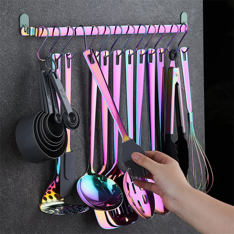 37 Pieces Stainless Steel Cooking Utensils Set, Dishwasher Safe, Rainbow