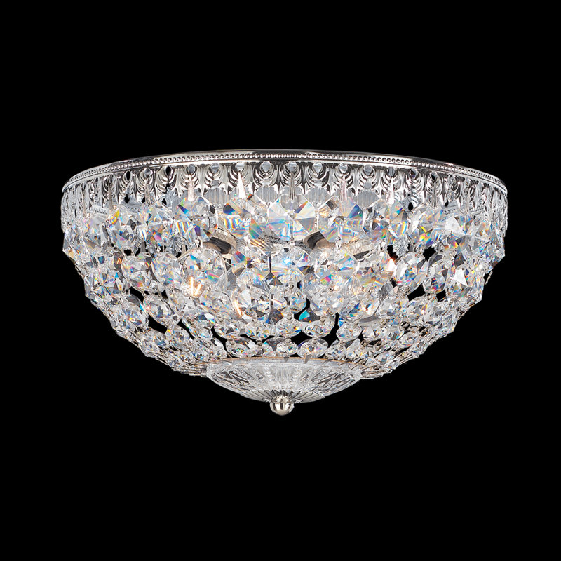 Petit Crystal 5 Light 12in x 6.5in Flush Mount in Polished Gold with Clear Radiance Crystals, Clear Radiance, Silver