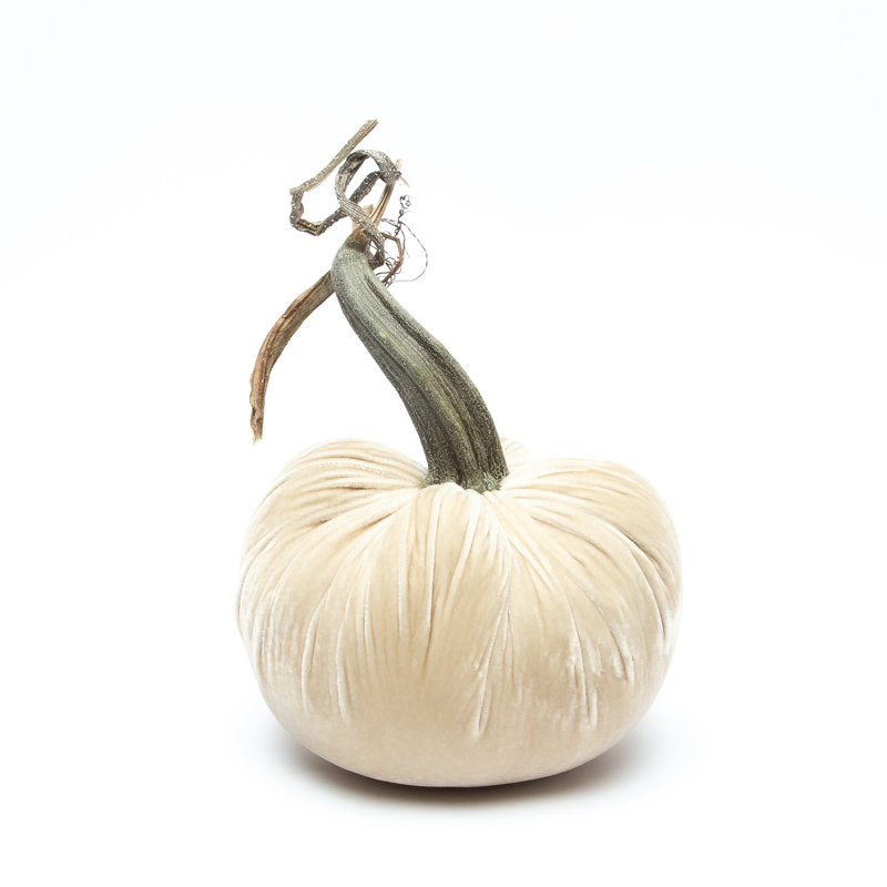 Cream Silk Velvet Pumpkin, 10" H x 8" W x 8" D