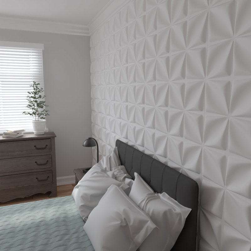 White PVC Decorative 3D Wall Panel 19 5/8" x 19 5/8"