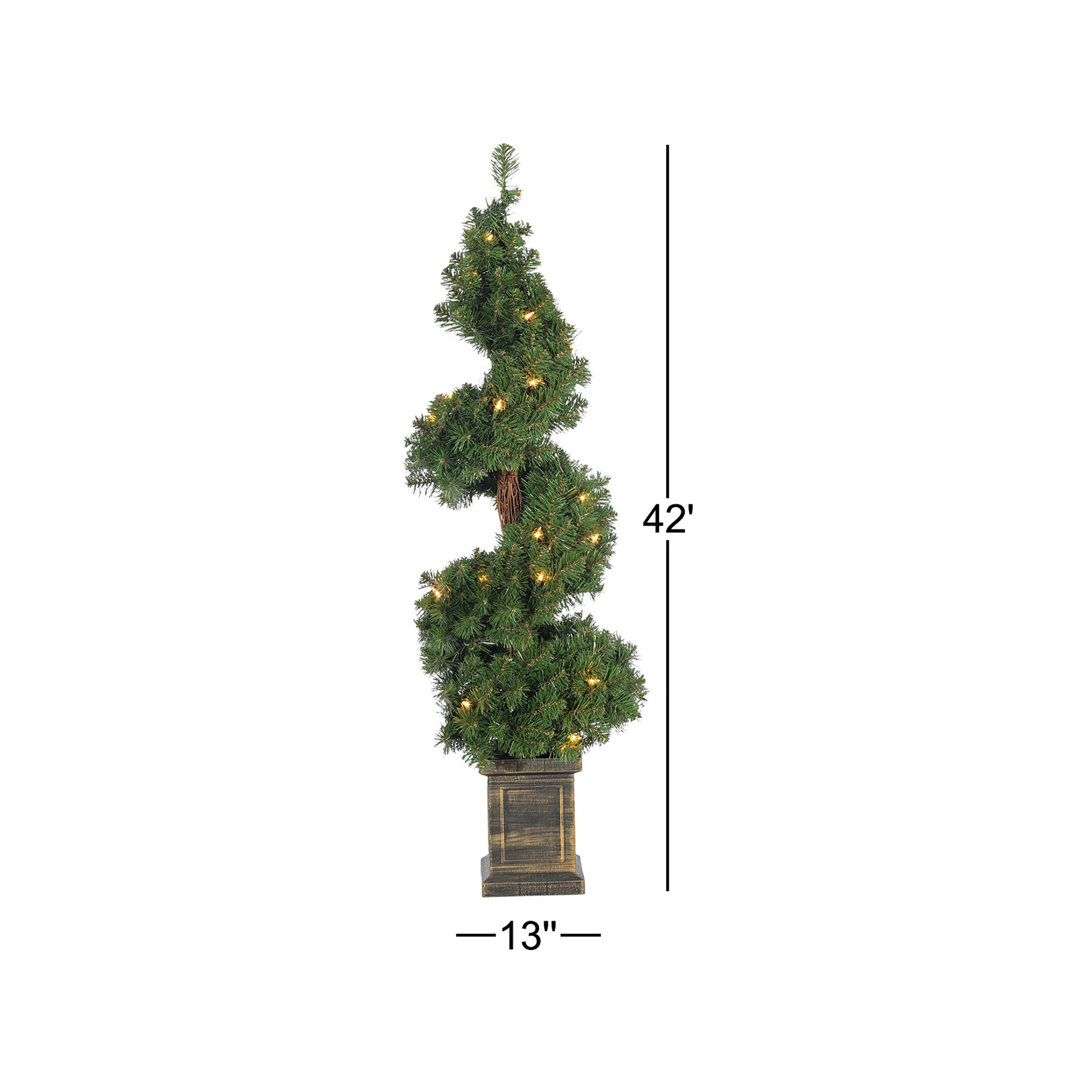 3.5Ft Pre Lit Warm White Led Potted Spiral Tree With 35 Lights And 281 Branch Tips