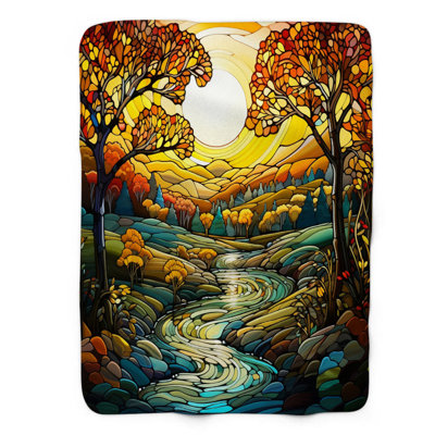 Art d'automne teinté - couverture Sherpa de qualité supérieure 1 pièce