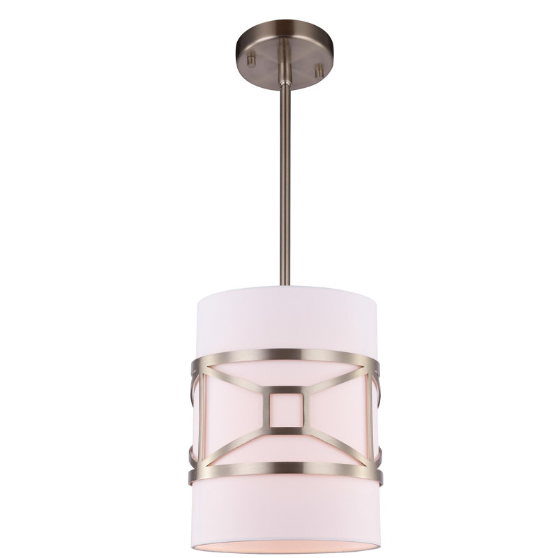 Luminaire suspendu à cylindre simple 1 lumières Hultgren, Nickel satiné