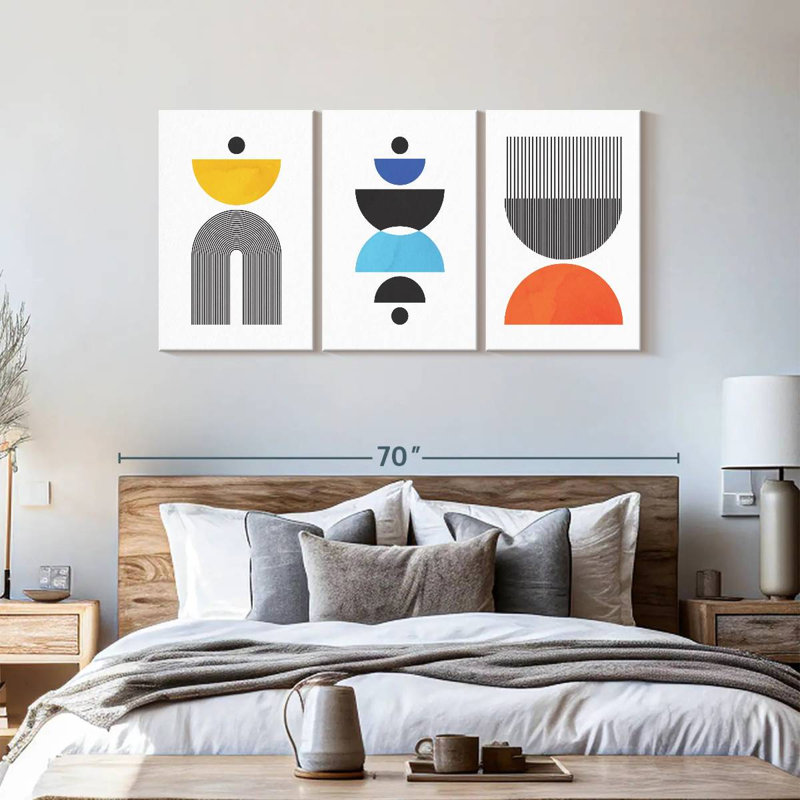 Multicolored Geometric Abstract V Multi Piece Canvas Print, 30" H x 62" W x 1.25" D