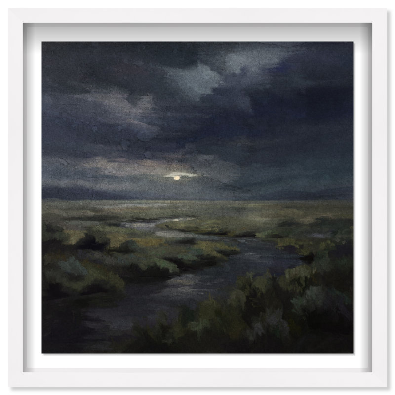 Hidden Moon II, impression de paysage et de nature encadrées par Oliver Gal, H 13,5 po x l 13,5 po, White Frame
