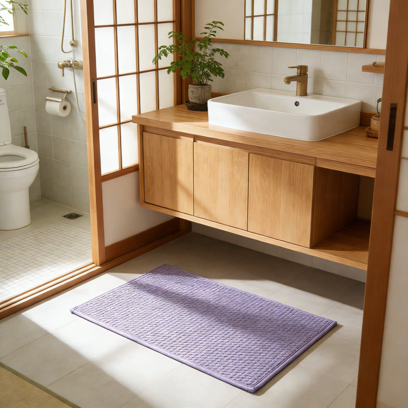 Tapis de bain antidérapant, séchage rapide à poils courts super absorbant, lavande, 16 po x 24 po, Lavande