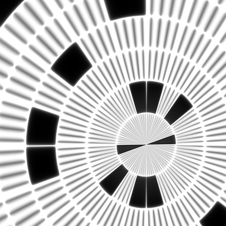 «Concentric Circles» - Reproduction d'art graphique sur papier encadré, H 24 po x l 16 po, Cadre noir