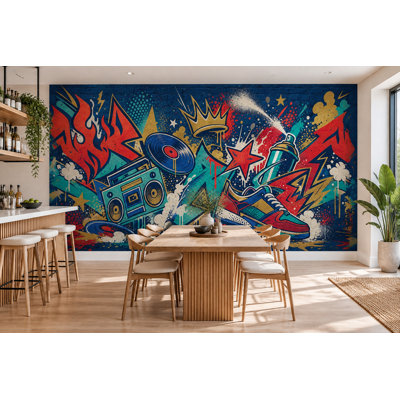 Graffiti Boombox Wallpaper Brick Wall Street Art Wall Mural