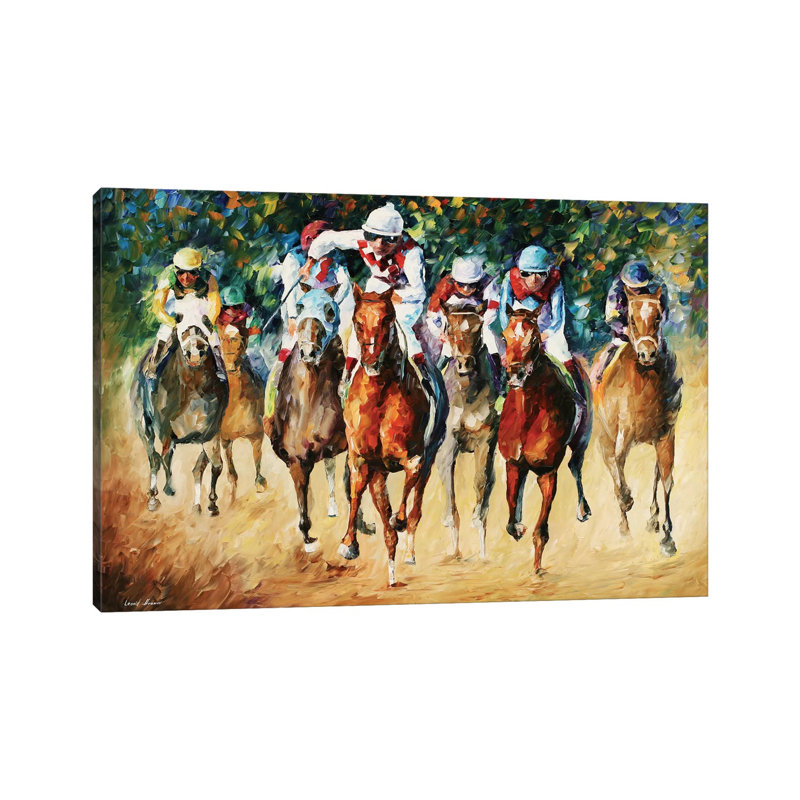 Horse Race by Leonid Afremov - Wrapped Canvas Painting, 45.72 cm H x 66.04 cm W x 1.91 cm D