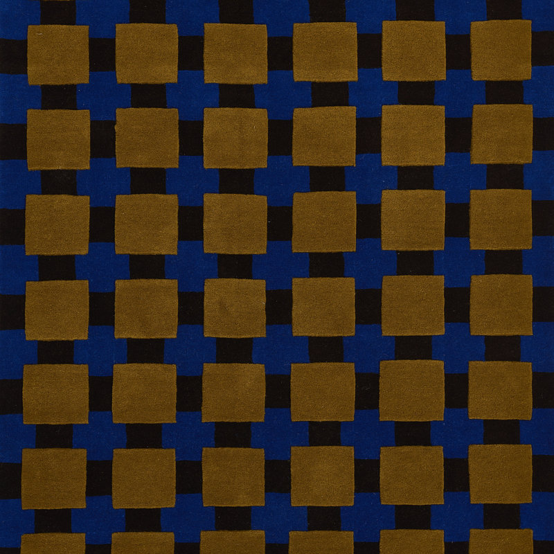 Bauhaus Hand Tufted Area Rug, Rectangle 5' x 8', Blue