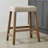 2-piece Set Of Backless Bar Stools With Leather Seats And Wooden Legs, Suitable For Kitchens And Bars-647064071