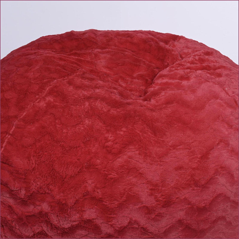 3ft Faux Fur Bean Bag Chair for Adults &amp; Kids – Easy-Clean Cover, Shredded Memory Foam | Red | Faux Fur, Red Faux Fur