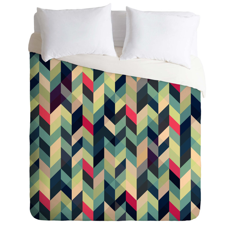 Gabi Polyester Geometric Shapes Duvet Cover, Queen Duvet Cover + 2 Standard Shams