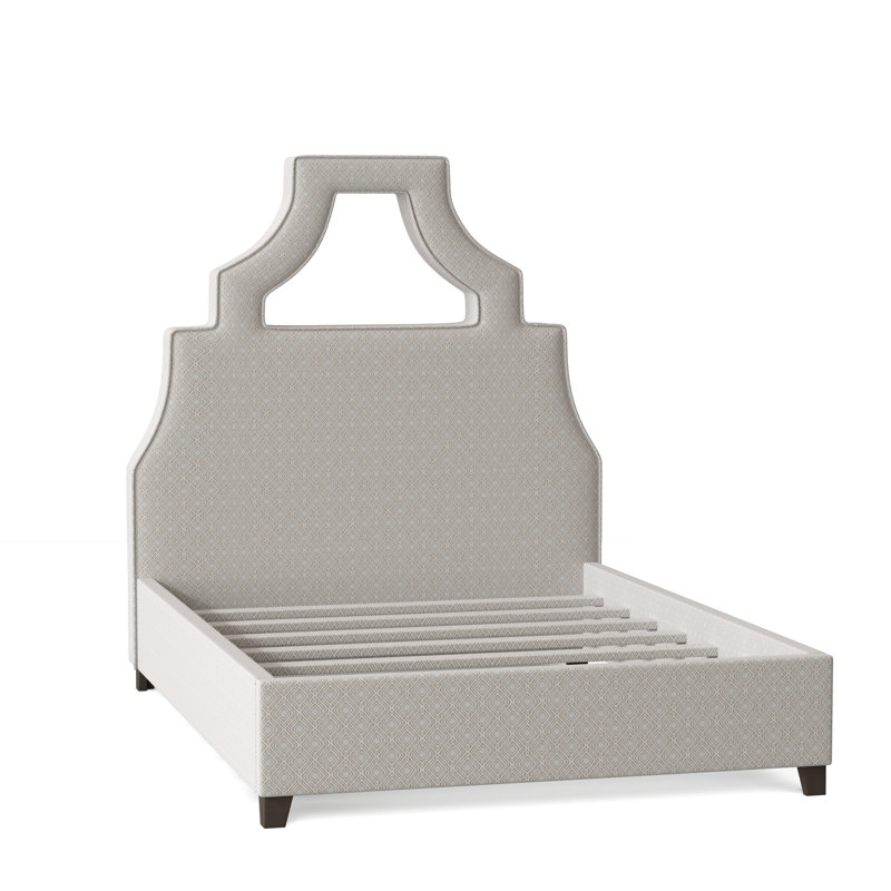 Natalie Upholstered Bed, California King, Gigi Platinum, Brown Mahogany