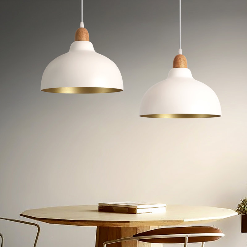 Lampe suspendue blanche minimaliste 11,81 ", Blanc/naturel, Blanc