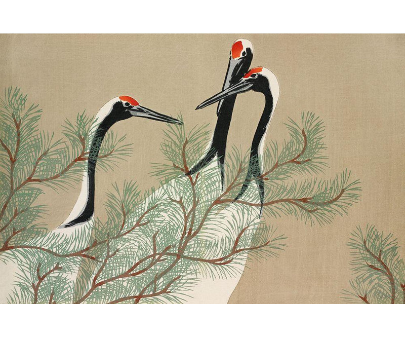 Art sur toile tendue par Red Barrel Studio® Sekka, Kamisaka Gallery: Cranes from Momoyogusa