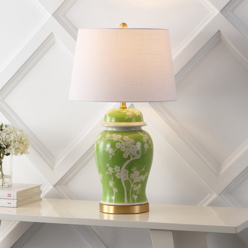 Lampe de table en laiton doré 29,5 po Deusenburg, Vert