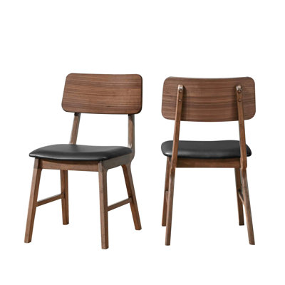 Ensemble de 2 chaises de salle à manger Thoi, dossier ouvert courbé, bois massif brun