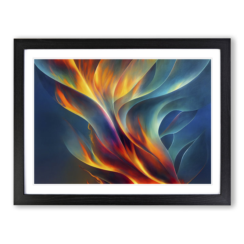 Revered Modern - Single Picture Frame Painting, 25cm H x 34cm W x 2cm D, Black Framed
