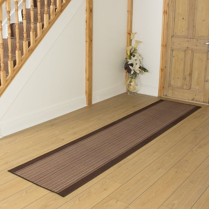 Baitz Looped/Hooked Brown Indoor Rug, Runner 210cm x 80cm