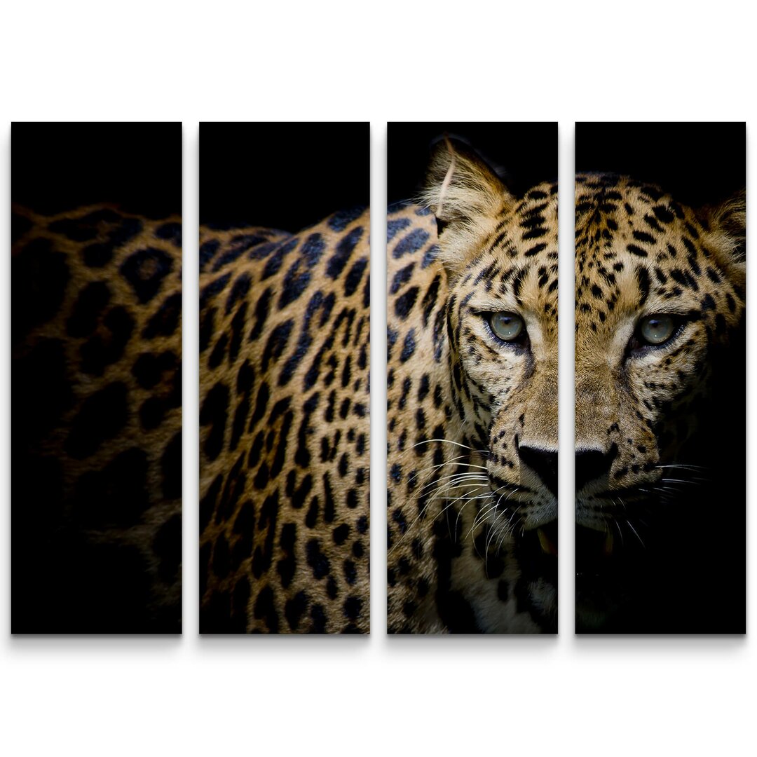 4-tlg. Leinwandbilder-Set Portrait Leopard