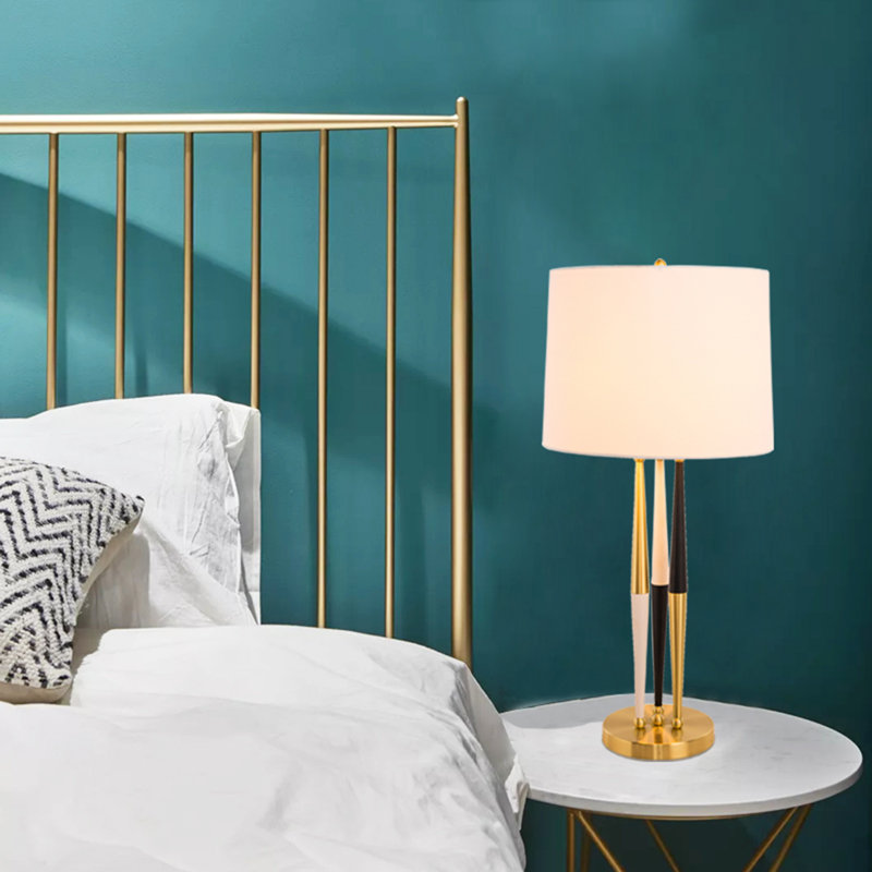 Meacham 1 Light Gold Table Lamp With White Shade