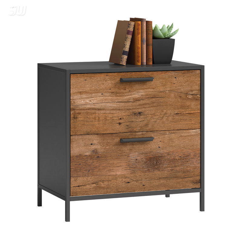 Classeur latéral compact avec tiroirs spacieux et finition noire élégante pour l'organisation du bureau à domicile