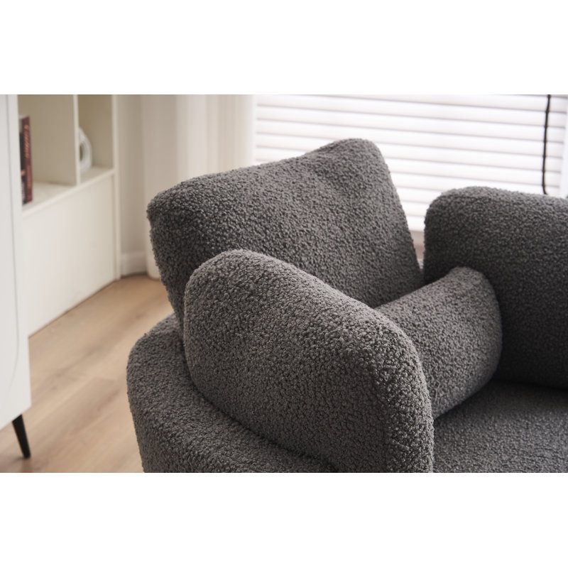Upholstered Accent Chair, Medium Grey Teddy