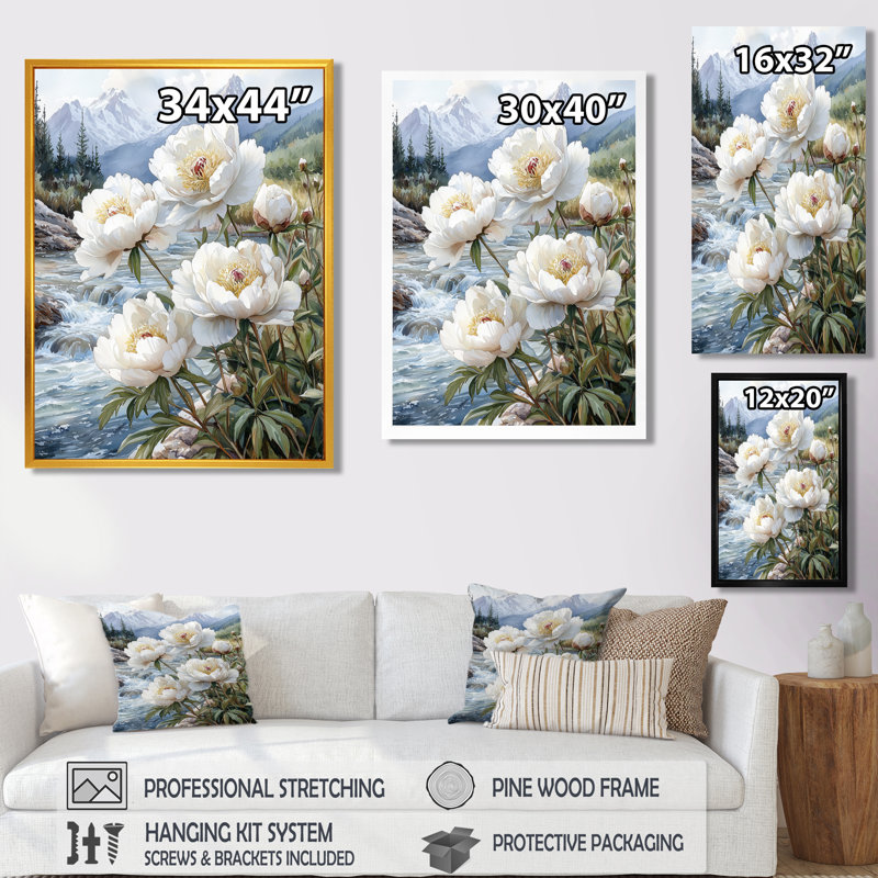 Gradyn - salon d'art mural floral, H 20 po x l 12 po, Toile tendue, Ne s'applique pas