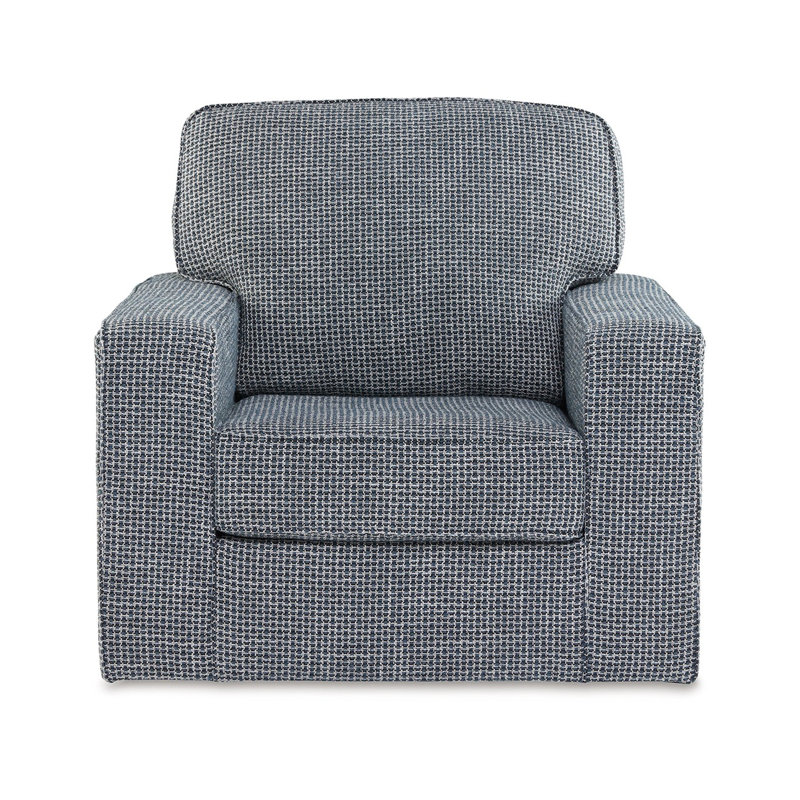 Blue Denim Transitional Swivel Accent Chair