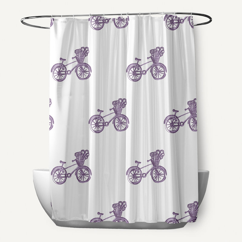 Rideau de douche simple à imprimé bicyclettes, Hyacinthe