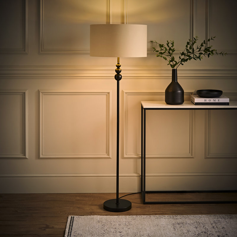 Randalia 145cm Traditional Floor Lamp, Black , Beige