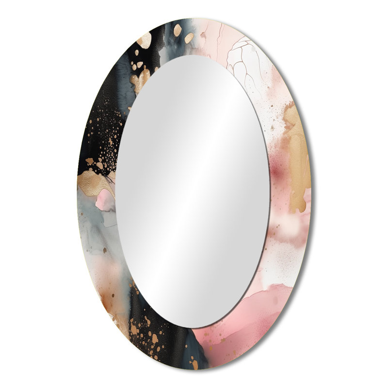 Pink Gold Marble Texture II - Modern Oval Wall Mirror, 36" x 24"