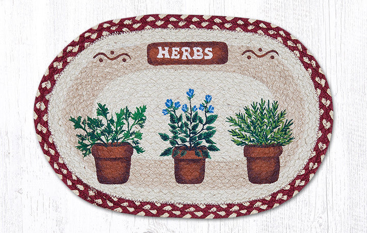  Napperon ovale en jute tissé à la main Farmhouse Herbs