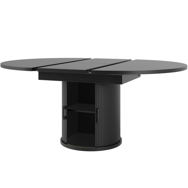 Extendable Round Dining Table, Black