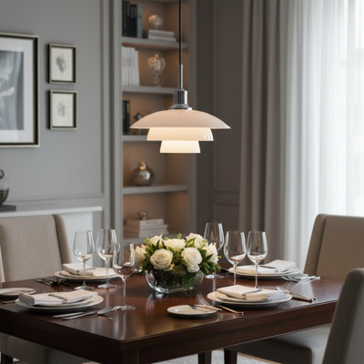 Elegant 3-tiered Chrome finish Pendant Light – Glare-free Ceiling Fixture For Kitchen, Dining, Or Living Room